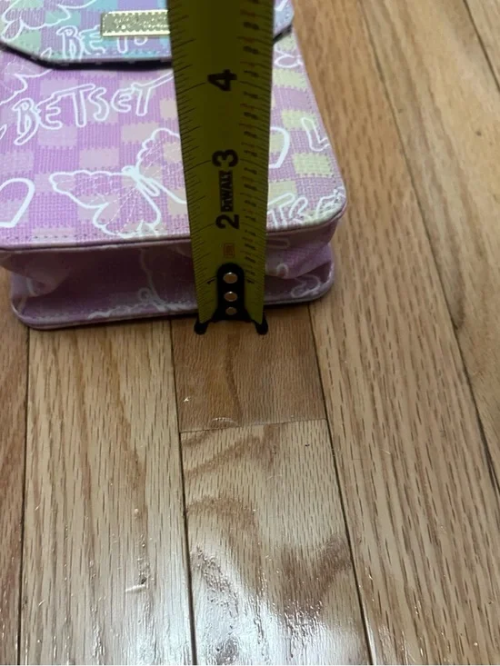NWOT Betsey Johnson Pastel Pink Lavender Checker Butterfly Crossbody Pouch - Picture 7 of 9